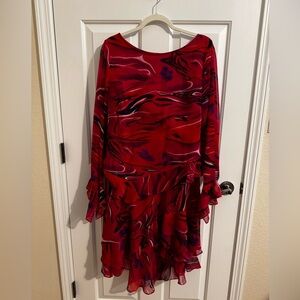 Phool Vintage 2 Piece Maxi Skirt Top Bohemian Ruffle Lined Red Purple Black XL